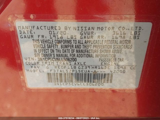 3N1CP5CV6LL506200 Nissan KICKS SV