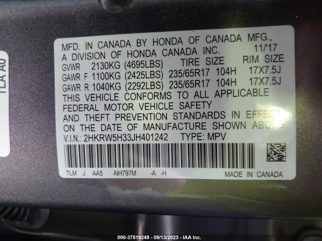 Honda CR-V LX 2018 2HKRW5H33JH401242 Image 9