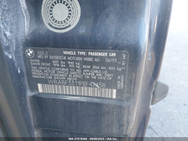 1993 BMW 325 I/IS VIN: WBABF3311PEF42458
