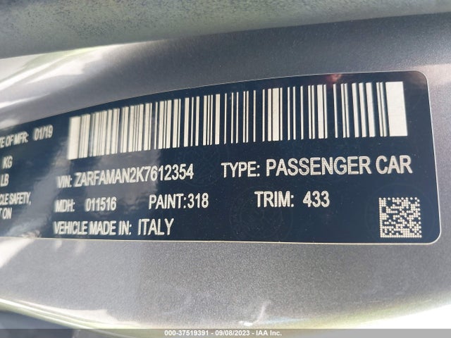 ZARFAMAN2K7612354 Alfa Romeo Giulia Sport