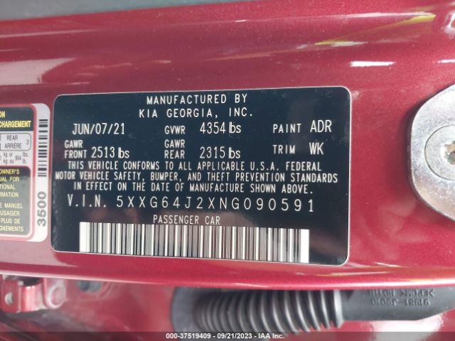 5XXG64J2XNG090591 KIA K5 Gt-line