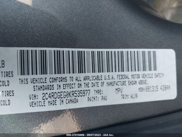 2C4RDGEG0KR535977 Dodge Grand Caravan Gt