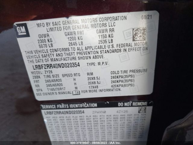 LRBFZRR40ND020354 Buick Envision Avenir