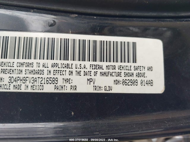 2010 DODGE JOURNEY R/T VIN: 3D4PH9FV3AT216589