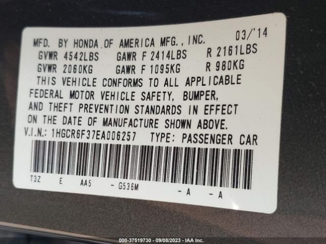 1HGCR6F37EA006257 Honda ACCORD HYBRID