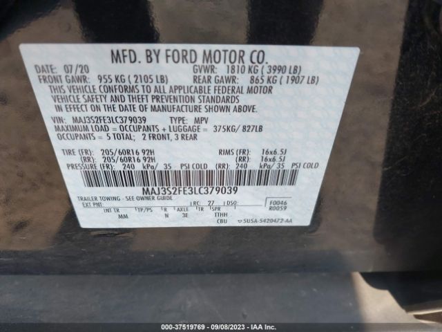 MAJ3S2FE3LC379039 Ford ECOSPORT S