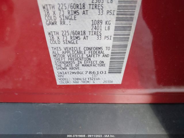 5N1AT2MV8GC786101 Nissan Rogue Sl