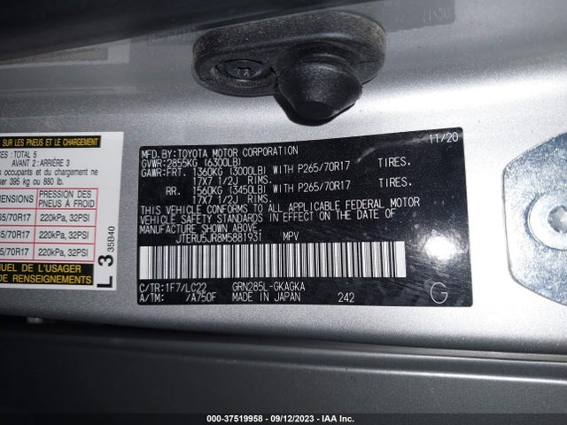 Toyota 4runner Trd Off Road Premium 2021 JTERU5JR8M5881931 Image 9