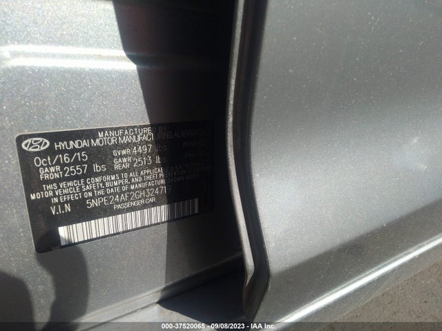 Hyundai Sonata 2.4l Se 2016 5NPE24AF2GH324719 Image 10