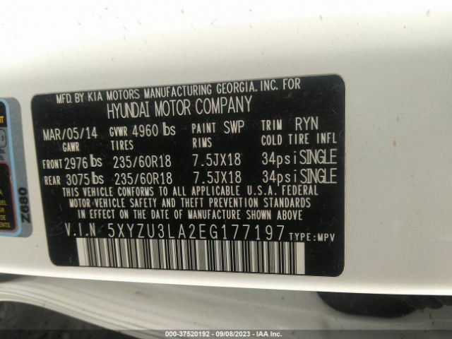 5XYZU3LA2EG177197 Hyundai SANTA FE SPORT