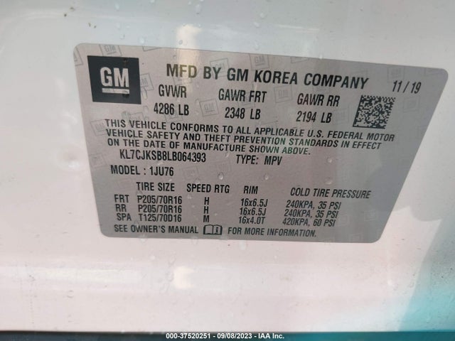 Chevrolet TRAX LS 2020 KL7CJKSB8LB064393 Image 9