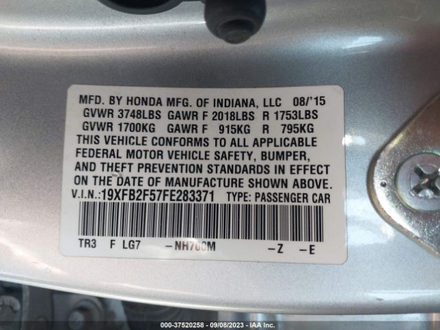 19XFB2F57FE283371 Honda Civic Sedan Lx