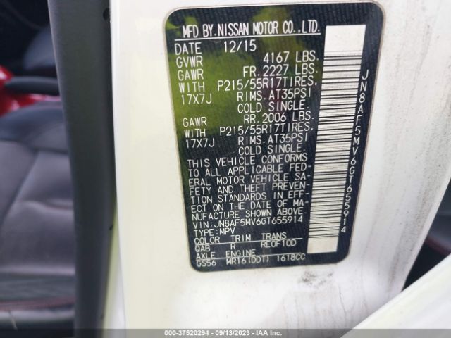 JN8AF5MV6GT655914 Nissan Juke Sl
