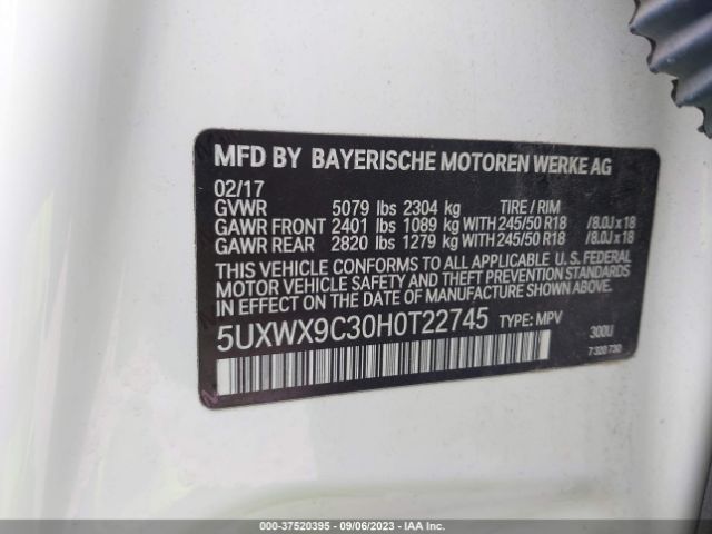 5UXWX9C30H0T22745 BMW X3 Xdrive28i