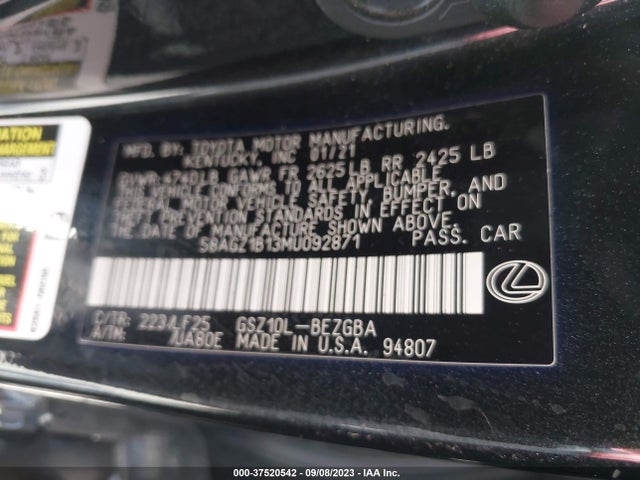 58AGZ1B13MU092871 Lexus Es Es 350 F Sport