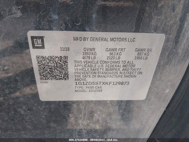 Chevrolet MALIBU LT 2019 1G1ZD5STXKF129873 Image 9
