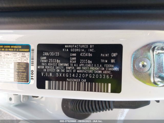 5XXG14J20PG203367 KIA K5 LXS