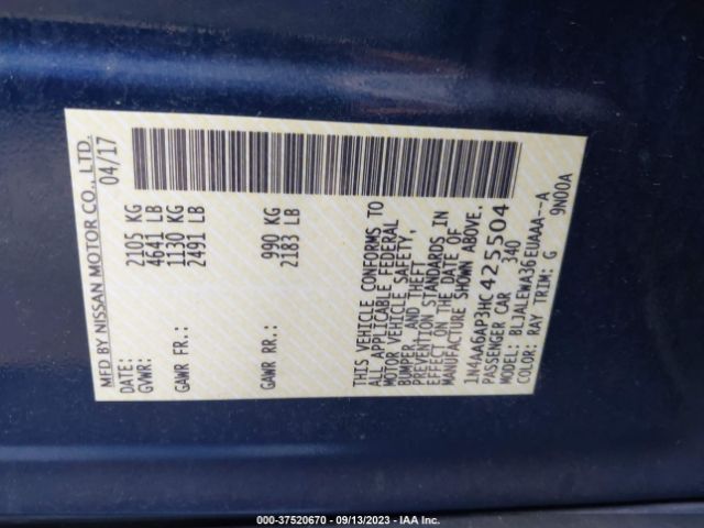 1N4AA6AP3HC425504 Nissan MAXIMA SL