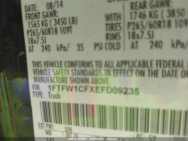 1FTFW1CFXEFD09235 Ford F-150 Xl/stx/xlt/fx2/lariat