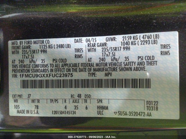 1FMCU9GXXFUC23975 Ford ESCAPE SE