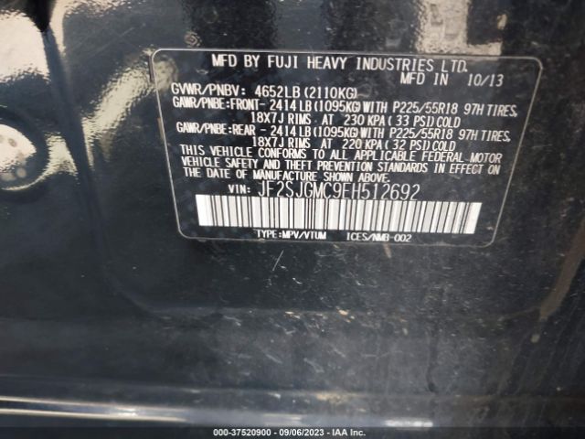 JF2SJGMC9EH512692 Subaru Forester 2.0xt Touring