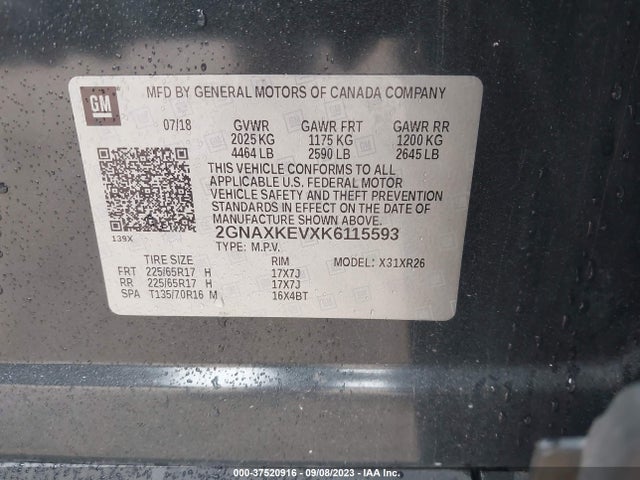 Chevrolet EQUINOX LT 2019 2GNAXKEVXK6115593 Image 9