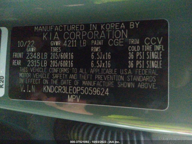 KNDCR3LE0P5059624 KIA NIRO EX