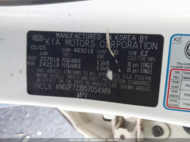 2005 KIA SPORTAGE LX/EX VIN: KNDJF723357054989