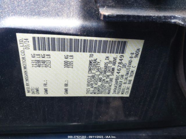 1N4AA5AP8EC467849 Nissan Maxima 3.5 Sv