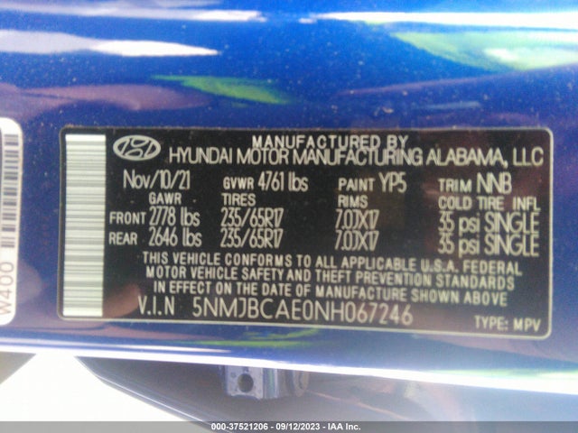 Hyundai TUCSON SEL 2022 5NMJBCAE0NH067246 Image 16