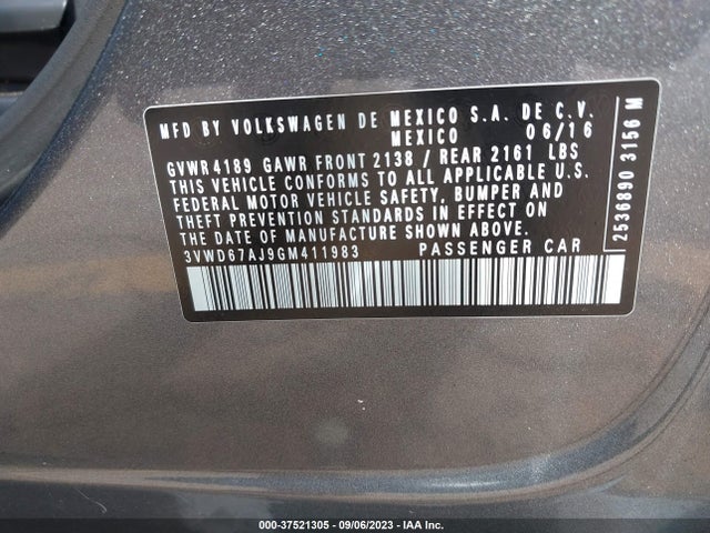 3VWD67AJ9GM411983 Volkswagen Jetta Sedan 1.4t Se