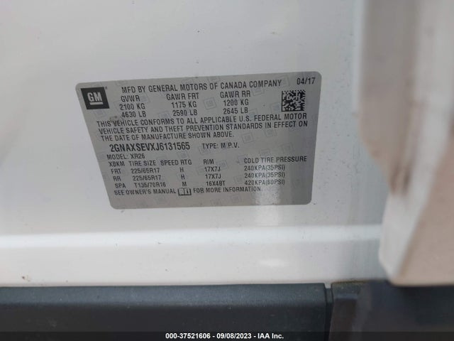 Chevrolet EQUINOX LT 2018 2GNAXSEVXJ6131565 Image 9