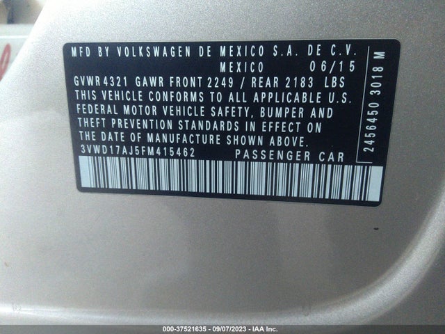 3VWD17AJ5FM415462 Volkswagen Jetta Sedan 1.8t Se W/connectivity