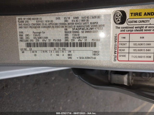 Ford FIESTA SE 2018 3FADP4EJXJM117532 Image 9