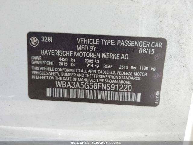 WBA3A5G56FNS91220 BMW 3 Series 328i