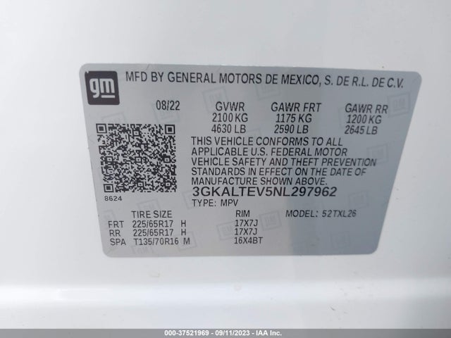 3GKALTEV5NL297962 GMC Terrain Sle