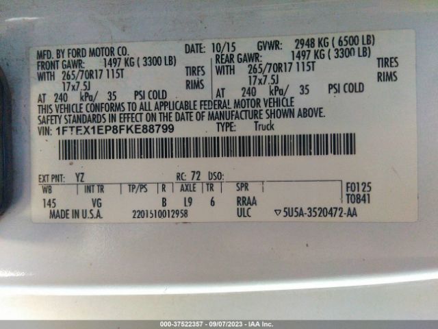 1FTEX1EP8FKE88799 Ford F-150 Xlt/xl/lariat