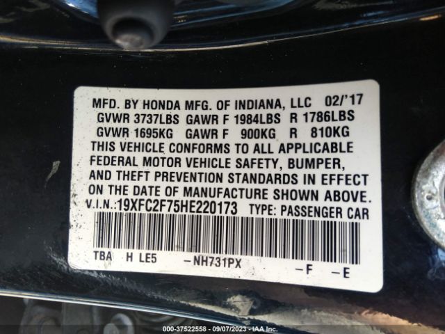 19XFC2F75HE220173 Honda Civic Sedan Ex