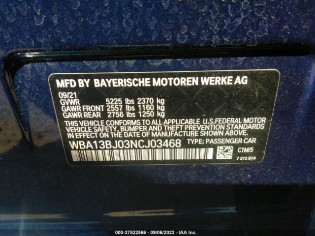 WBA13BJ03NCJ03468 BMW 5 Series 530i Xdrive