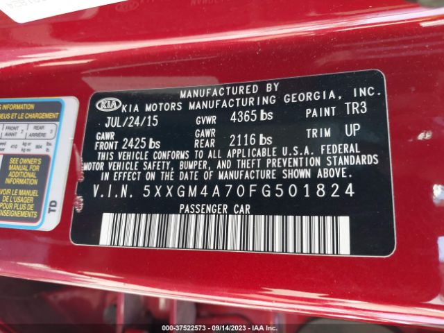 5XXGM4A70FG501824 KIA Optima Lx