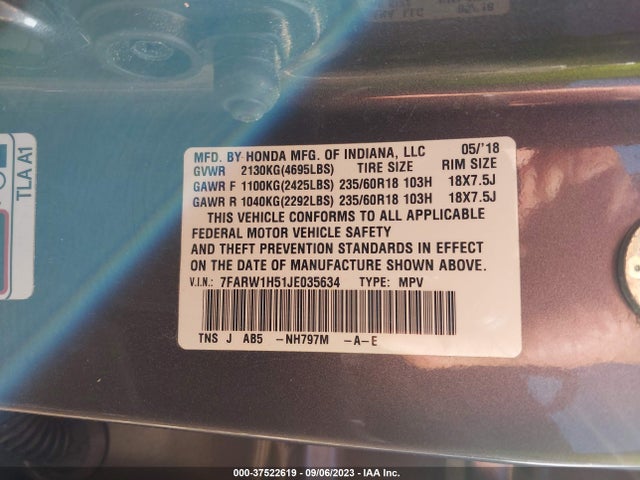Honda CR-V EX 2018 7FARW1H51JE035634 Image 9