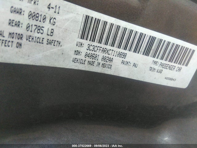 2012 FIAT 500 3C3CFFARXCT110898 Photo 8