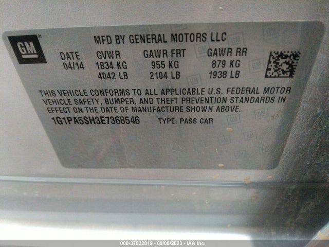 2014 CHEVROLET CRUZE LS VIN: 1G1PA5SH3E7368546