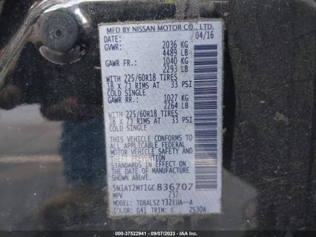5N1AT2MT1GC836707 Nissan Rogue Sl