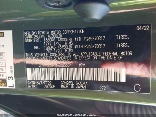 2022 TOYOTA 4RUNNER JTETU5JR2N6065654 Photo 8