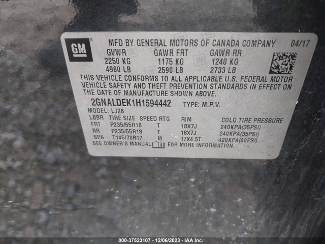 Chevrolet Equinox Premier 2017 2GNALDEK1H1594442 Image 9
