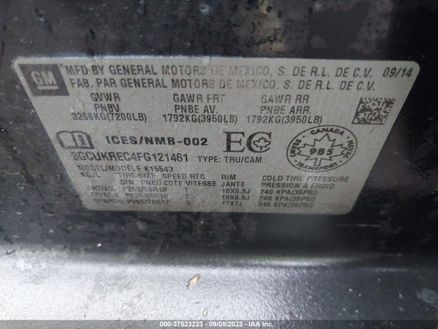 Chevrolet Silverado 1500 Lt 2015 3GCUKREC4FG121461 Image 9
