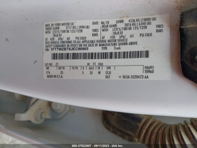 1FT7W2BT8JEC80965 Ford Super Duty F-250 Srw Xl/xlt/lariat