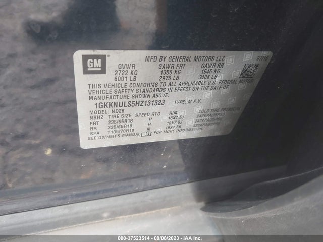 GMC ACADIA SLT 2017 1GKKNULS5HZ131323 Image 9