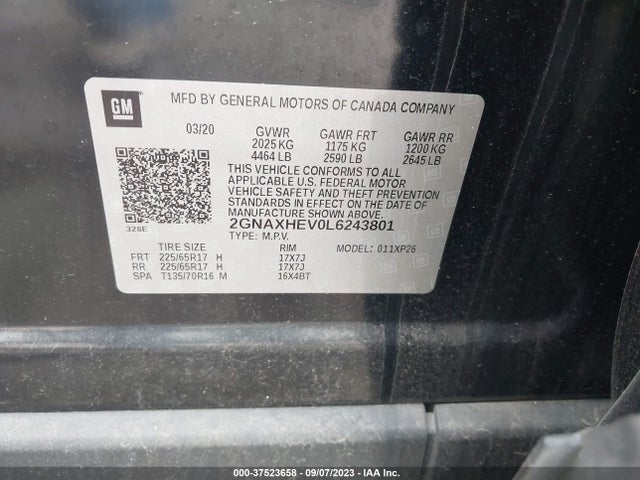 Chevrolet Equinox Fwd Ls 2020 2GNAXHEV0L6243801 Image 9